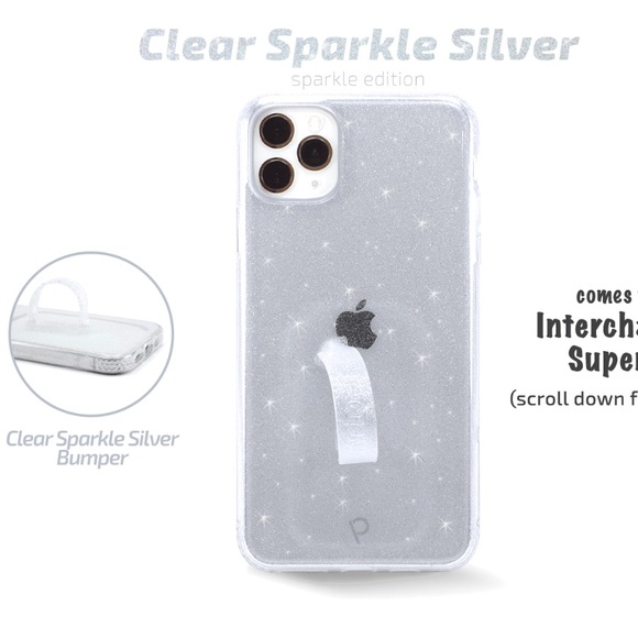 Loopy Phone Case Clear Silver Sparkle iPhone 11 Pro Max - Picture 4 of 4